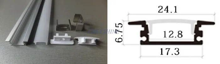 1 м/2 м w24.1mmxh6.75mm для 12 мм PCB полосы жесткая встраиваемые Алюминий LED канала алюминия Светодиодное освещение профиль бесплатная доставка