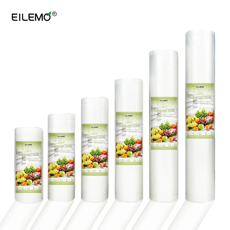 

EILEMO 6 rolls/lot Food Packaging Machine Vacuum Bag Packing Bags Food Saver 12+15+17+20+25+28cm*500cm Vacuum Sealer Bags