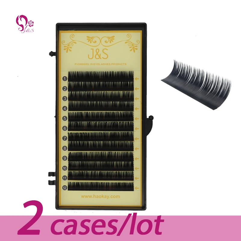 

J & S All sizes,12rows/case,8~14mm single length,high quality synthetic mink,natural mink,individual eyelash extension
