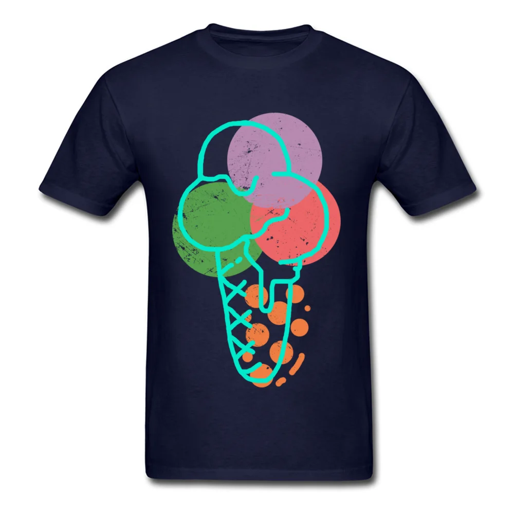 Designer Vintage Summer Ice Cream T Shirt Lovers Day O-Neck 100% Cotton Fabric Tops Shirts for Adult Tee Shirts Printed Vintage Summer Ice Cream navy