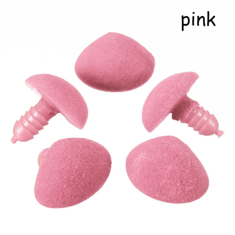 12*14 мм Пластик Треугольники бархат носы, кнопки Глаза DIY для игрушечный медведь DIY куклы безопасности аксессуары для носа для куклы игрушки - Цвет: Розовый