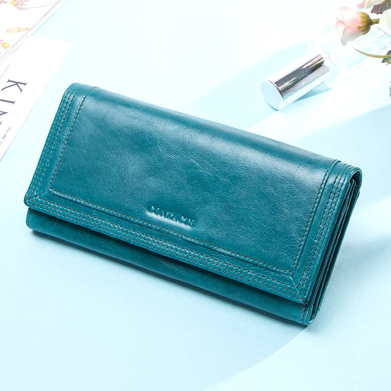 

Contact's Women Wallets Genuine Leather Large Capacity Long Clutch Wallet Female Purses for iPhone X Card Holder Carteras 2019