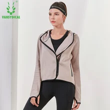 Vansydical женские дышащие куртки для йоги и бега, толстовки на молнии для тренировок на открытом воздухе, спортивная одежда с длинным рукавом для фитнеса