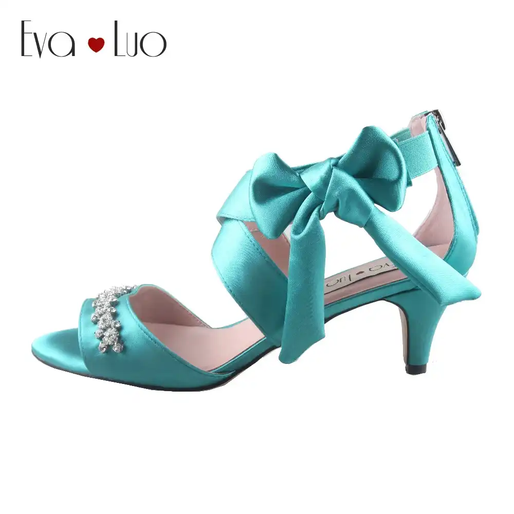 turquoise low heel shoes