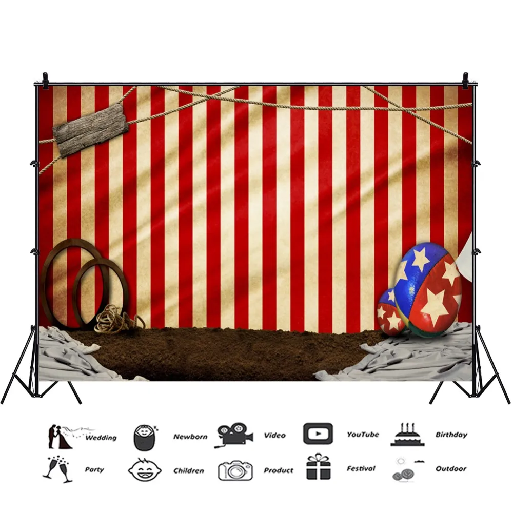 Laeacco красные полосы узор Детские цирковые яйца колеса вечерние Детские Портретные фотографии фоны фото фоны для фотостудии