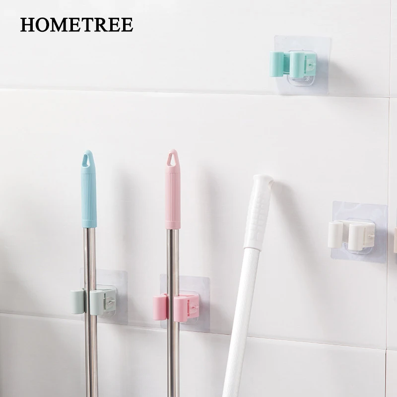 

HOMETREE 1Pcs Storage Wall Mounted Mop Holder Brush Broom Hanger Rack Storage Kitchen Organizer with Mounted Hanging Tools H292