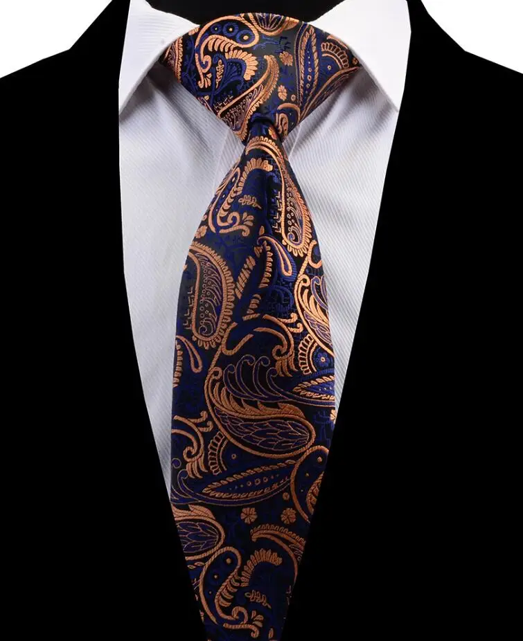 Ricnais качественный цветочный галстук 8 см шелковый галстук клетчатый мужской свадебный галстук ЖАККАРДОВЫЙ тканый формальный галстук Пейсли костюм Деловые Вечерние - Цвет: 24