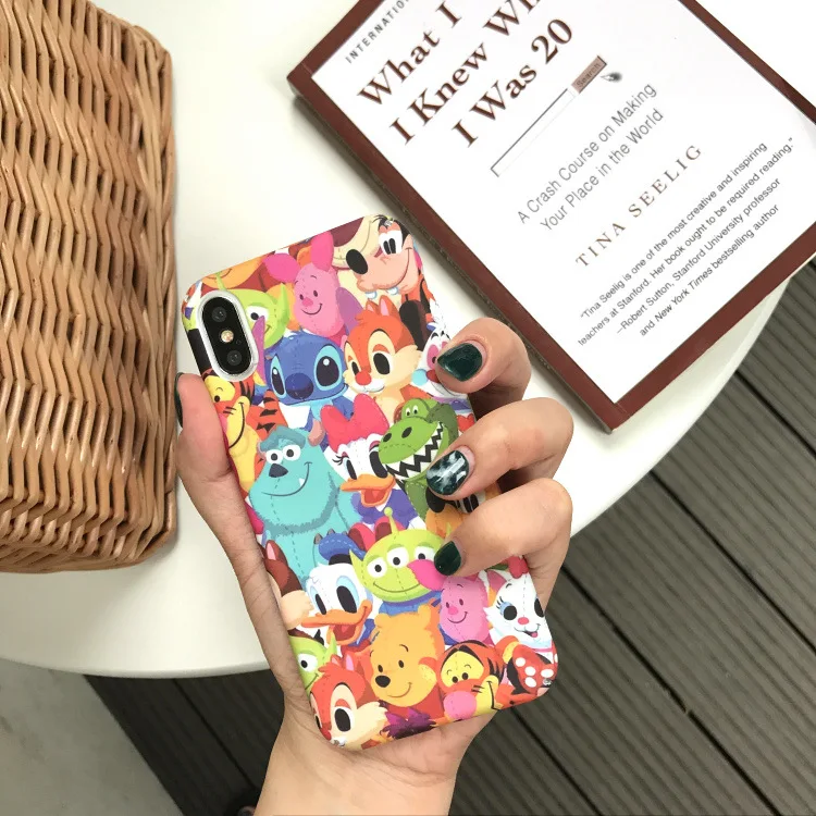 Ins Hot Cute Stitch Emoji Dasiy Donald Duck Phone Case For iPhone 7 7 Puls 6 6S Puls X Cases Hard PC Matte Back Cover Coque