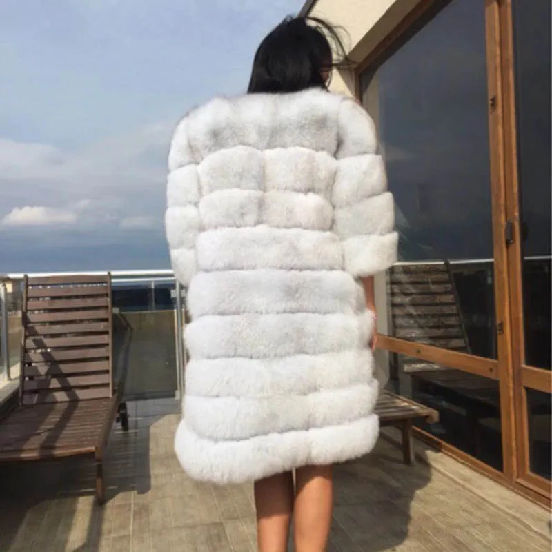 2016 New Fashion Fox Fur Coat Women Winter coat Medium Long Luxury Fur Coat Female Jacket Overcoat 90CMLlength Coats