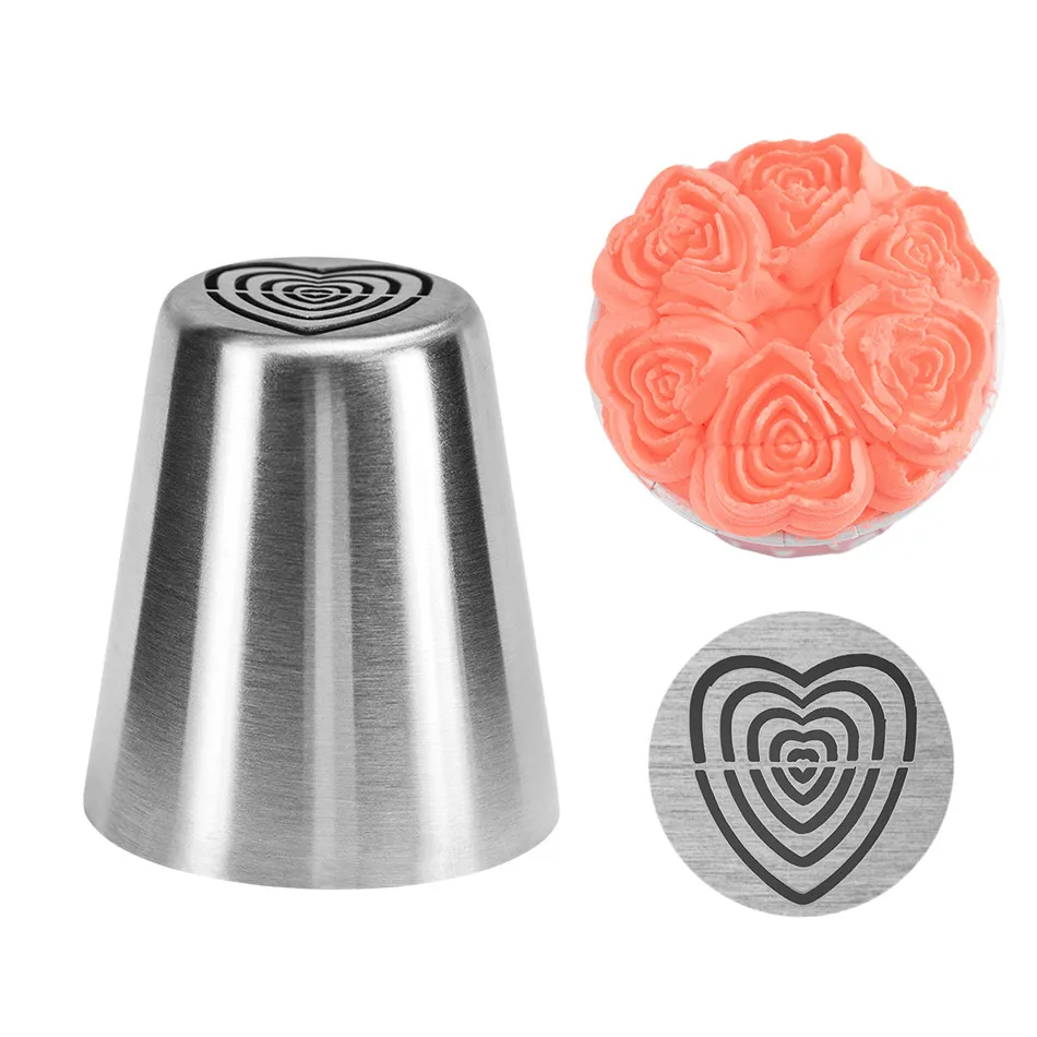 

Valentine Heart Flower Fondant Cake Nozzles Pastry Tips DIY Stainless Steel Icing Piping Nozzle Chocolate Cookie Decorating Mold