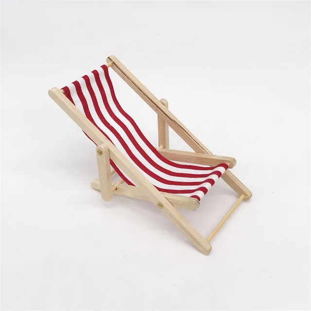 1PC Wooden Lounge Chair Striped for 1/12 Dollhouse Miniature Furniture