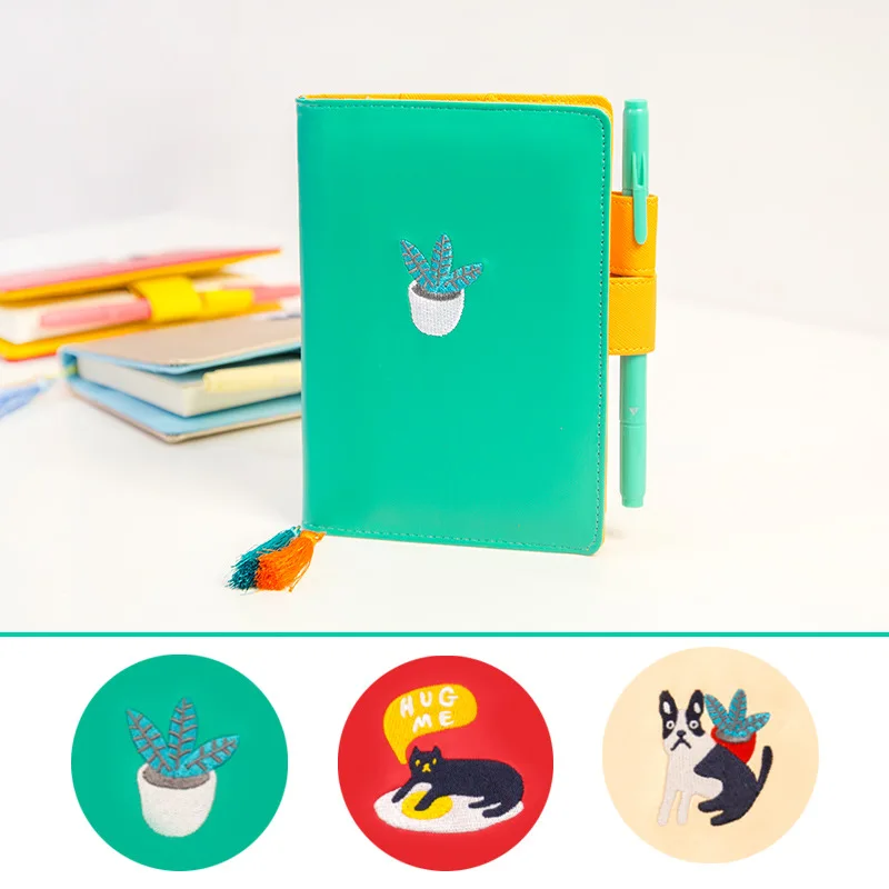 JUGAL Cute cat Notebook A5 Dairy Joural Travelers Leather Notebooks