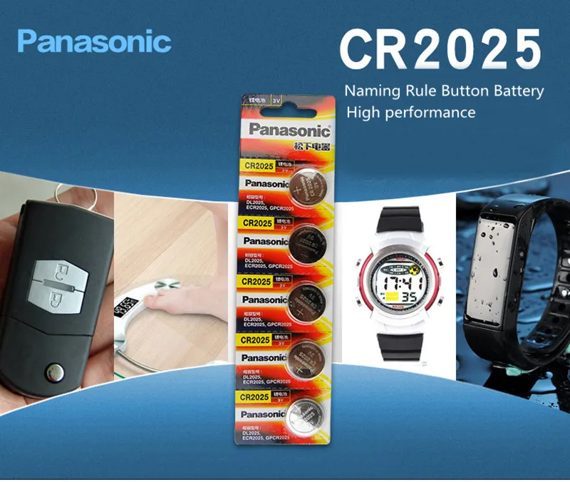 Panasonic оригинальные батарейки cr2025 5 шт./лот cr 2025 3V литиевая монета батарея для часов