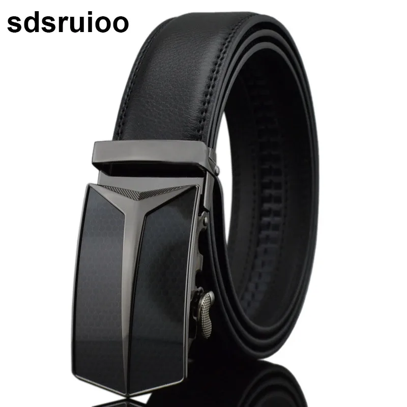 

Men's Belt Cow Leather Belts Brand Fashion Automatic Buckle Black Genuine Leather Belts for Men 3.5cm Width Waist Belt