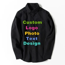 Мужской однотонный лацкан Тонкая универсальная хлопковая рубашка заказной печатный логотип DIY фото логотип мужские футболки Топ Униформа команда компании