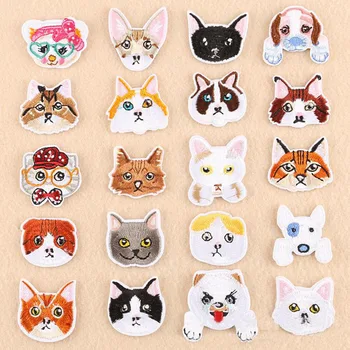 

10 Pcs/set Cute cat dog Animal Head Cloth Patchwork Patches Girls Iron on Embroidery Patches for Clothing Sewing Bag