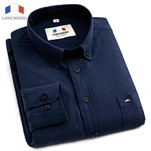 Langmeng Весенняя Мужская Повседневная рубашка с длинным рукавом, приталенная Мужская одежда, рубашки Camisa Social Masculina Chemise Homme