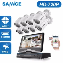 SANNCE 8CH 720P 4в1 TVI AHD DVR встроенный 10,1 дюймовый ЖК-монитор 8 шт 720P 1500TVL Наружные камеры видеонаблюдения комплект видеонаблюдения