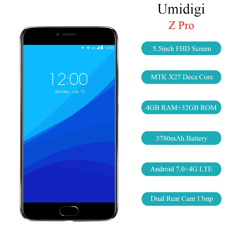 Umidigi Z Pro helio X27 Дека core автофокусом 3D захвата смартфон 4 ГБ 32 Встроенная память 5.5