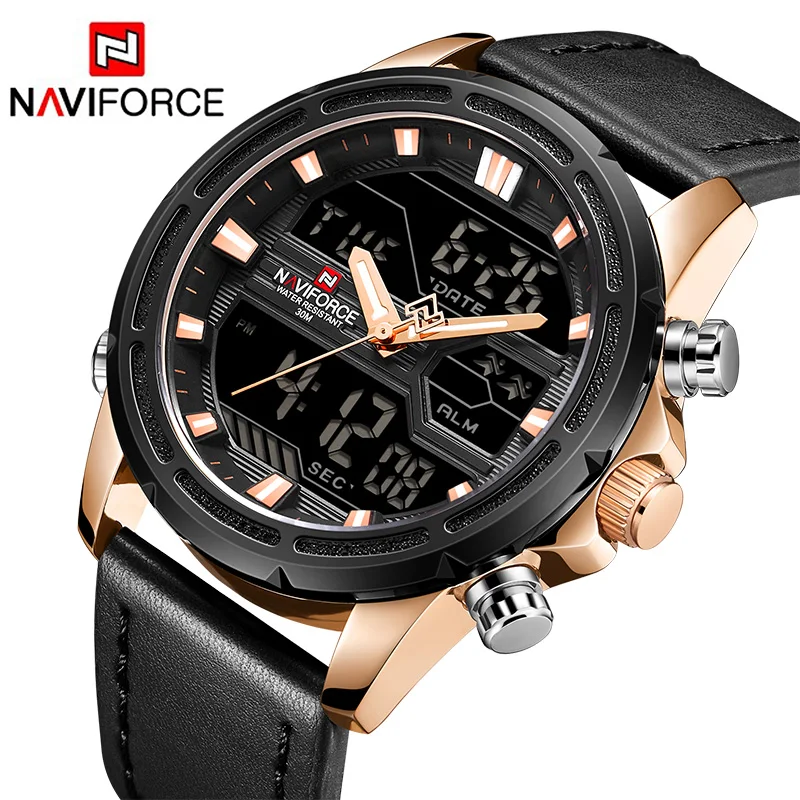 

2018 NAVIFORCE Top Brand Men Fashion Quartz Watch Men's Genuine Leather Sport Wrist Watches Male LED Date Clock Relogio Masculio