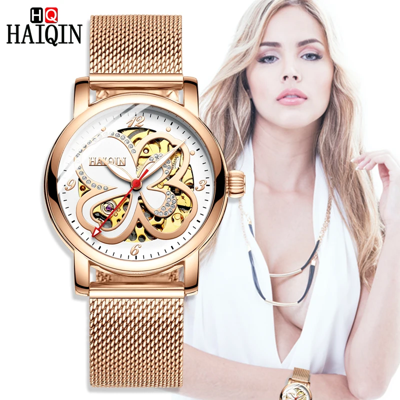 

HAIQIN Women's Watches Watch Women 2019 New Gold Luxury Luxury Lady Mechanical Watch Waterproof Outdoor Clock Relogio Masculino
