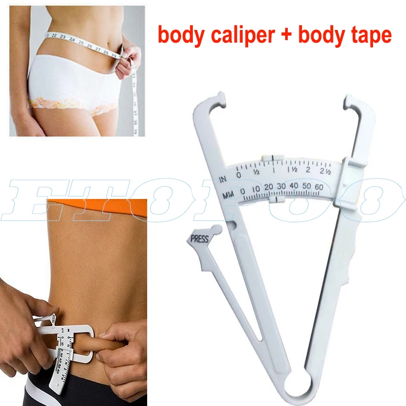 2pcs/set Accurate Body Fat Caliper Skin Analyzer Measure Charts