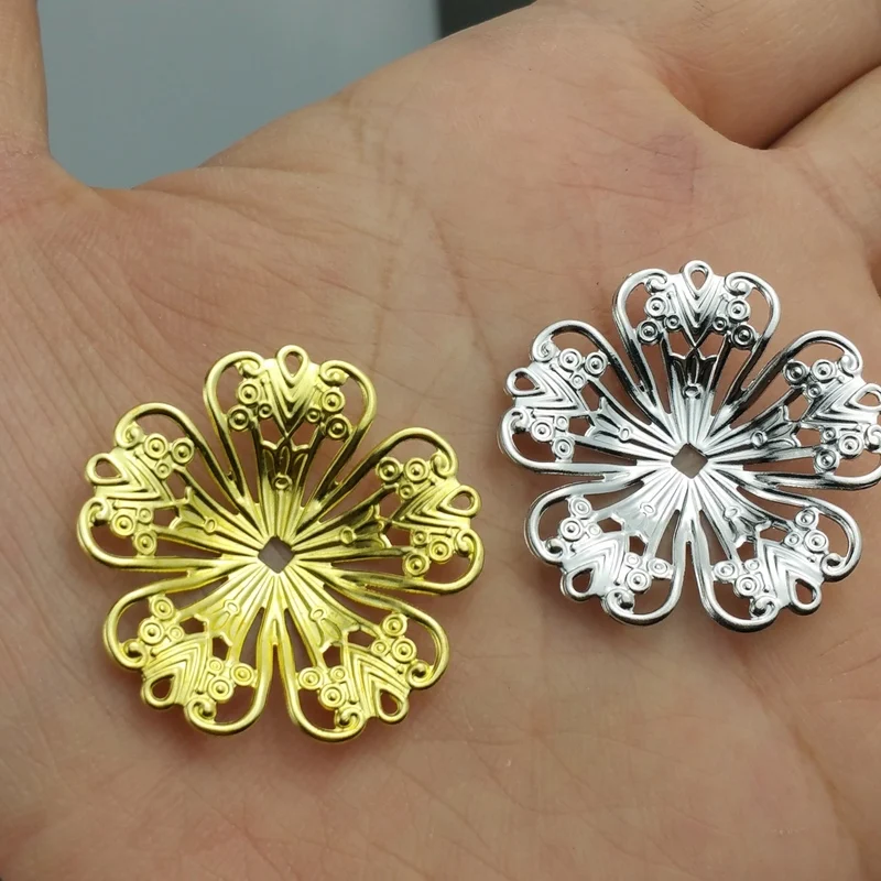 10 pieces / lot 31mm copper filigree flower Jewelry DIY