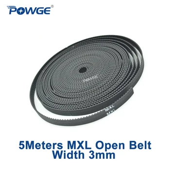 

POWGE 5Meters MXL Timing belt width 3mm 0.12" Rubber with fiberglass Core Trapezoid Inch MXL-012 Open Timing belt 3D printer