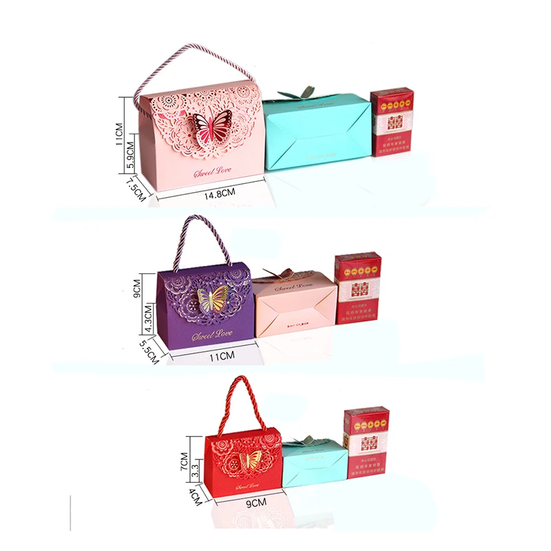 20 шт., Свадебная коробка для конфет, креативная, с вырезами, с бабочкой, свадебная, милая, Подарочная сумка, изысканная, коробка для конфет, вечерние принадлежности