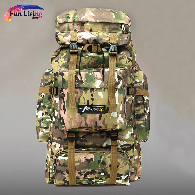 70L متعددة الوظائف في الهواء الطلق كيس التسلق كامو التكتيكية على ظهره للماء حقيبة للسفر للمشي تسلق الدراجات على ظهره