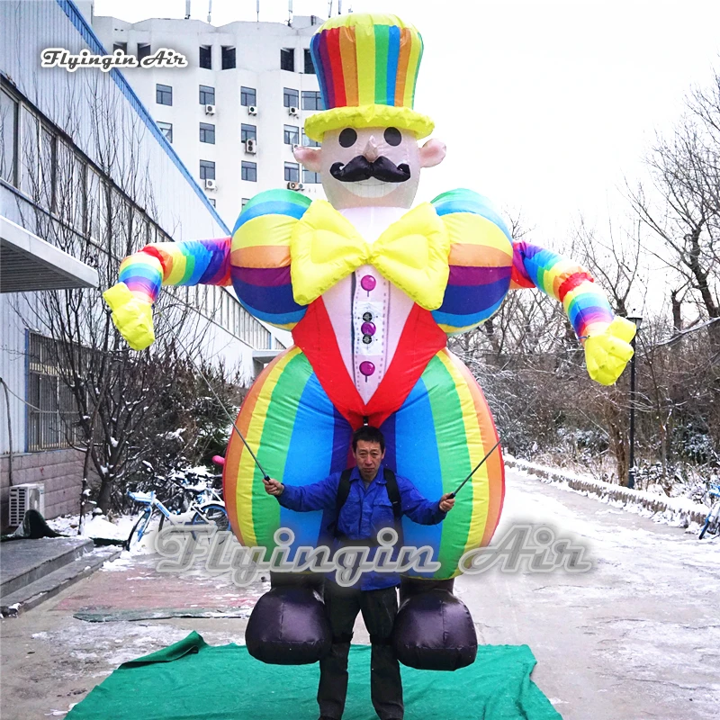 

Customized Funny Inflatable Clown Costumes 3.5m Height Performance Walking Marionette Puppet For Parade And Circus Show