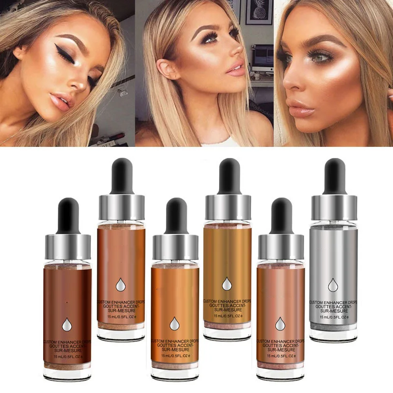 

15ml 6 Colors Liquid Highlighter Shimmer Face Glow Illuminator Make Up Concealer Cream Drops Glitter Brightener Bronzer Cosmetic