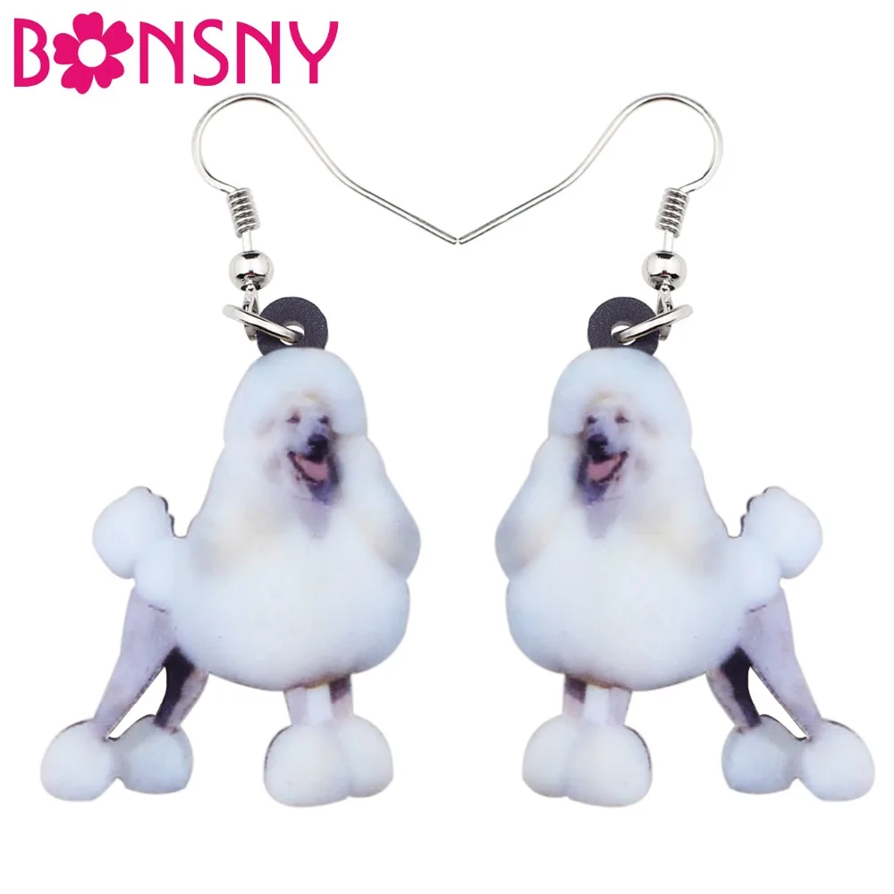 

Bonsny Statement Acrylic Smile Poodle Dog Earrings Big Long Dangle Drop Gift for Women Girls Ladies Teens Fashion Animal Jewelry