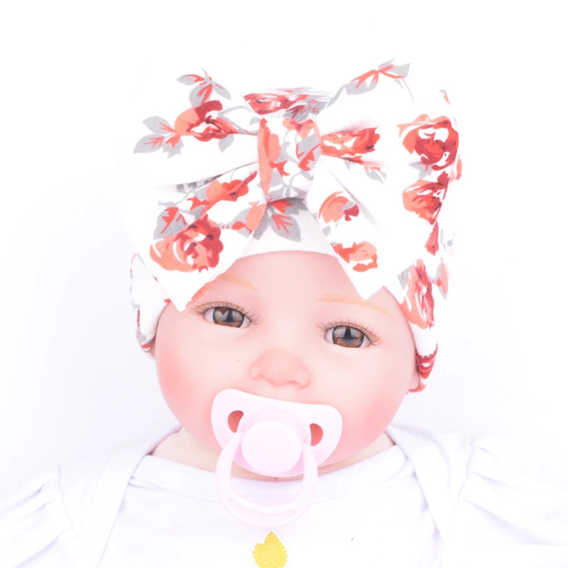 Шапка для новорожденного ребенка с цветочным узором и бантом; детская шапка для новорожденных девочек; сезон осень-зима; шапки для больниц; мягкая хлопковая вязаная шапка для малышей; реквизит для фотосессии