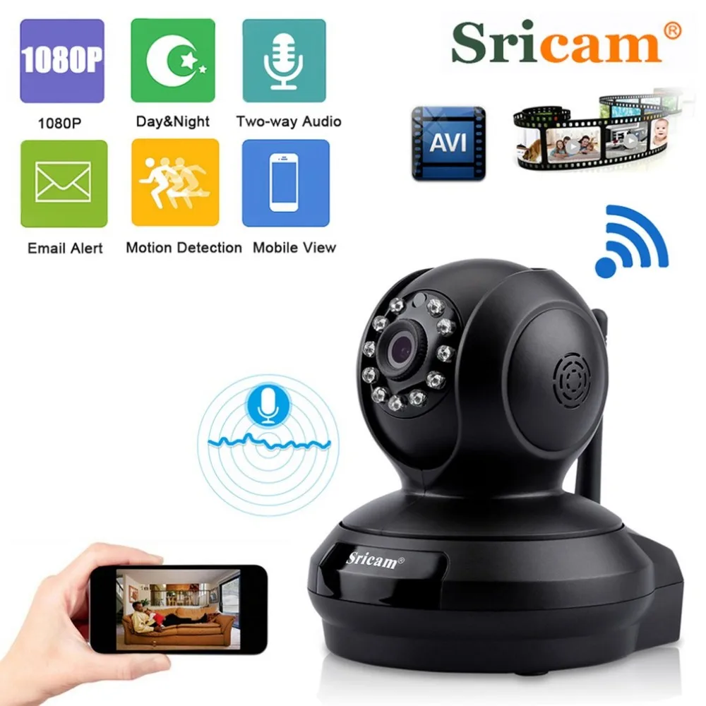 

Local Shipping!SP019 1080P HD Surveillance Camera Baby Monitor Night Vision Motion Detection WiFi IP Security Camera P2P TF Card