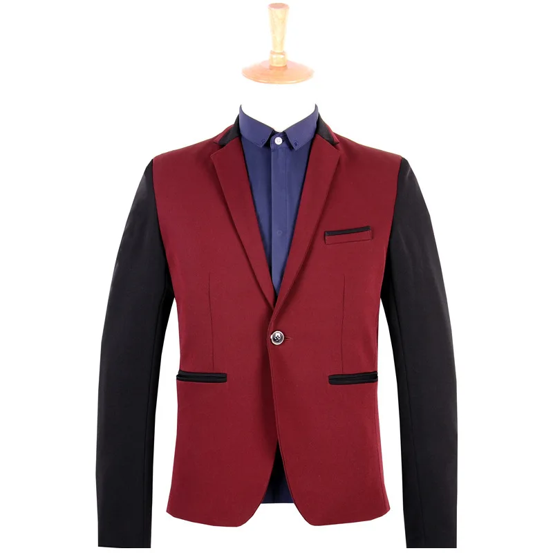 Autumn Mens Blazer New Designs Casual Slim Patchwo...