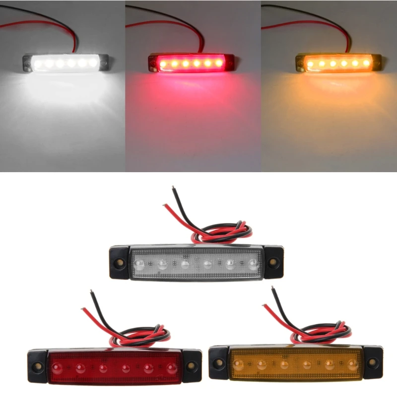 HNGCHOIGE 1 Pair DC 24V Side Marker Light Lamp 6 LED Bus Van Truck