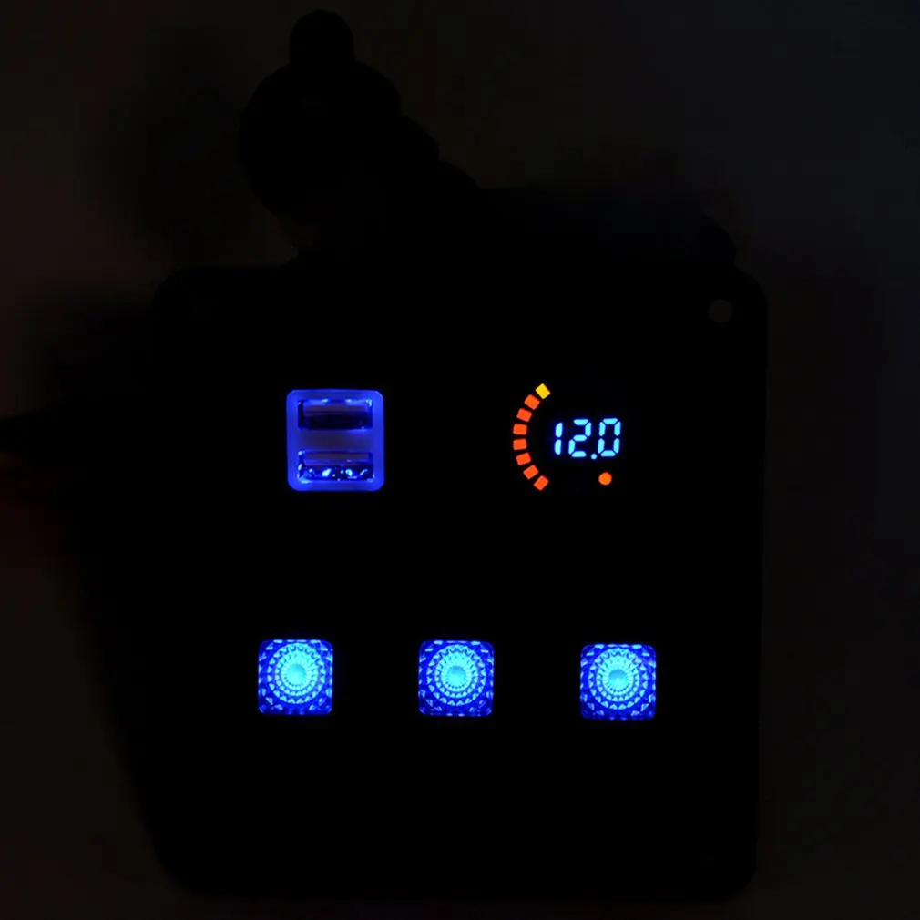 

CS-522A1 DC12/24V USB 3PN Single Light 3-bit Switch White Core Dual USB Color Voltage Meter Combination Panel