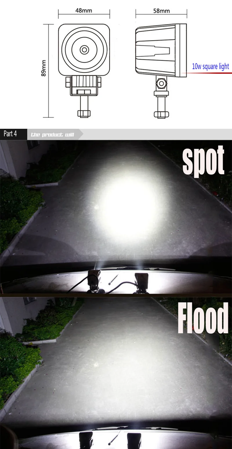 11 CE RoHS Approved 10W LED Work Light Spot Beam 2 inch Accessories Motorcycle Small LED Light for Motor and Bike 10w LED Work Light Round Shape 60 Degree Flood Beam Lamp