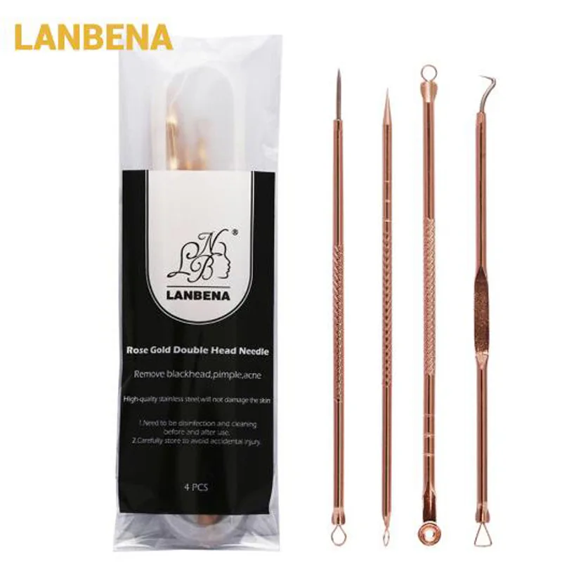 LANBENA 4 шт. розовое золото игла для удаления прыщей угрей экстрактор Очищение лица