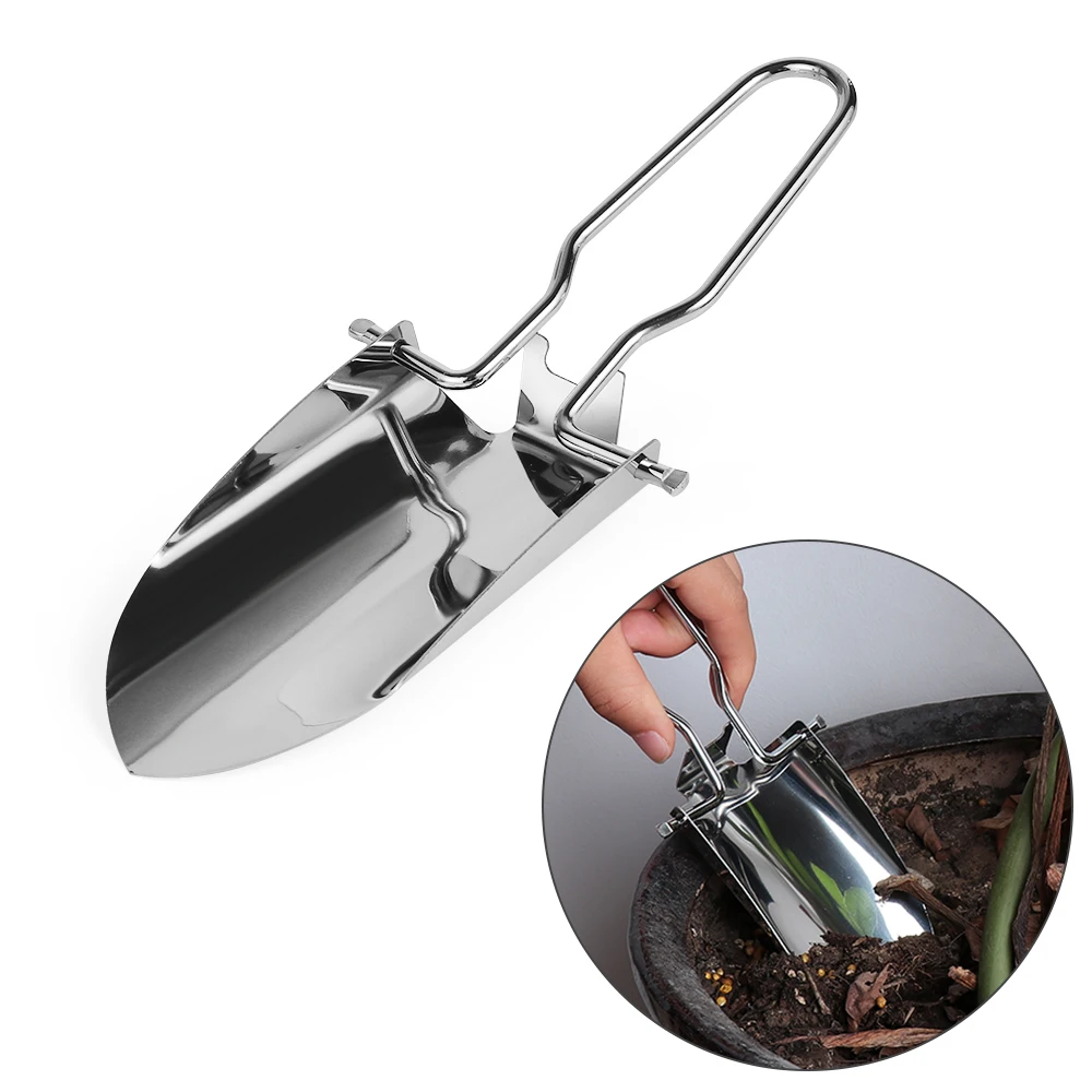 

Mini Stainless Steel Collapsible Gardening Tools Folding Shovel Camping Spade Cloth Package Garden Suppies