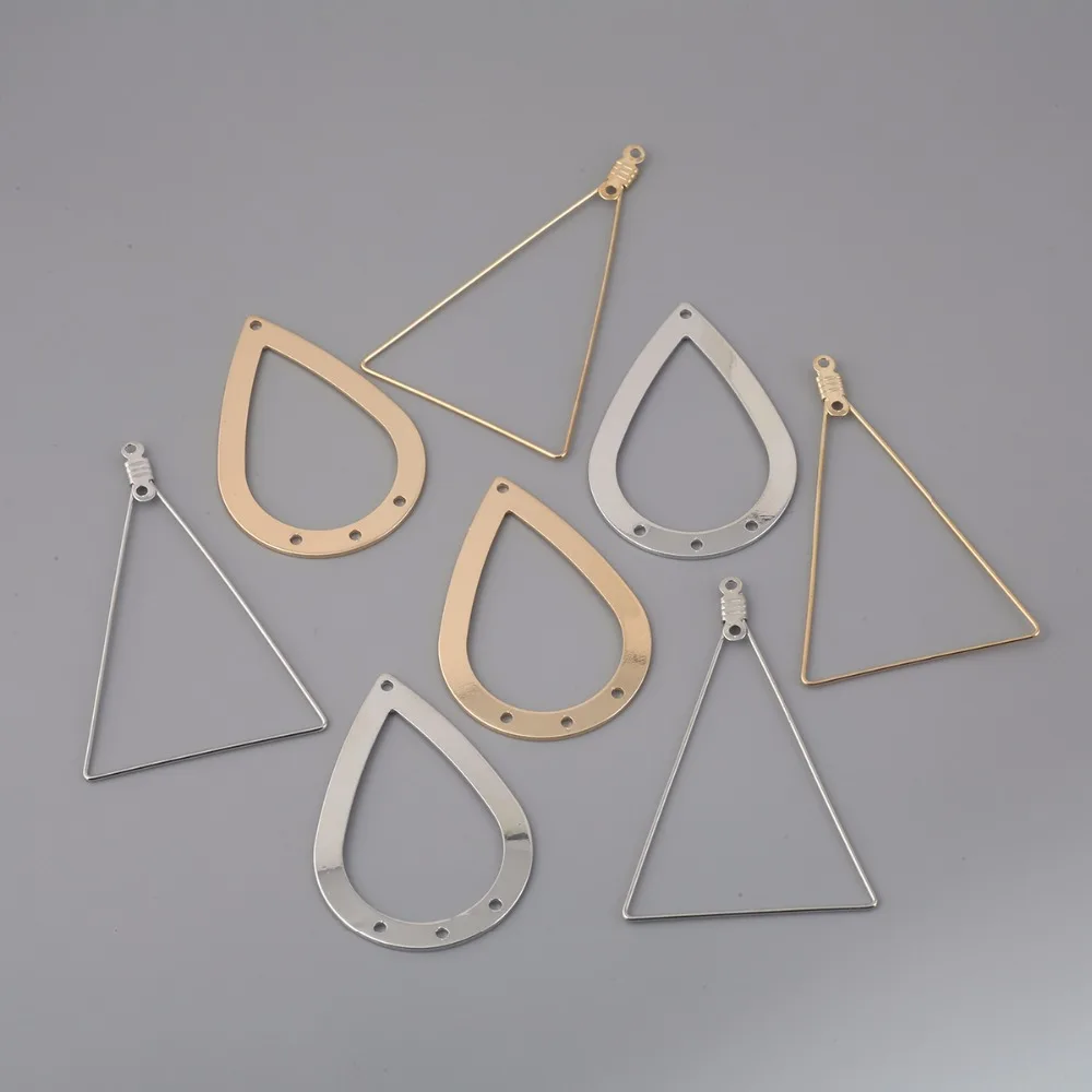 

Hot! 4/10pcs Silver/Gold Metal Tear Drop Triangle Earring Pendant Charms Fit Handmade DIY Earring Jewelry Findings Components