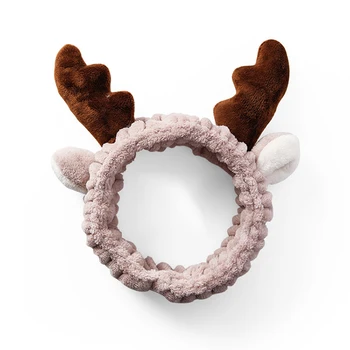

Cute Coral Fleece Antler Deer Horn Headband Women Cat Ear Hair Band Headwrap Makeup Shower Hair Wrap Wash Face Hair Accessories