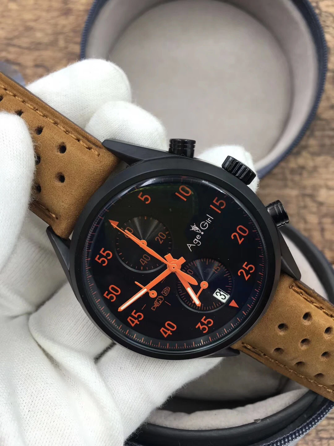 

Luxury Brand New Silver Full Black Rose Gold Stainless Steel Men Watches Quartz Chronograph Sapphire Sport Brown Leather Limited
