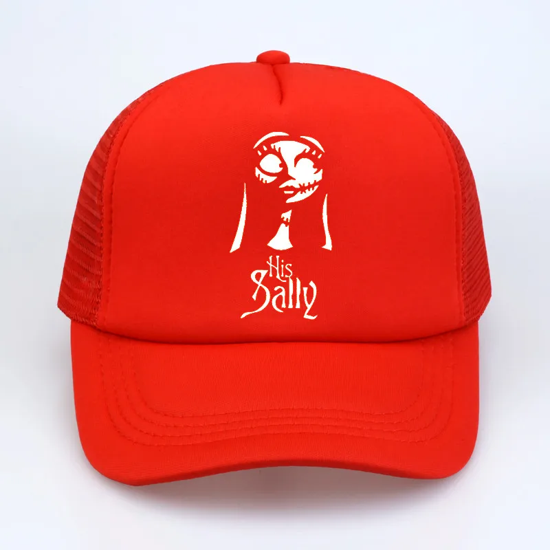 Кошмар перед Рождеством Джек и Салли пара Кепки Sally Джек Скеллингтон Хэллоуин летняя кепка-бейсболка сетчатая - Цвет: Красный