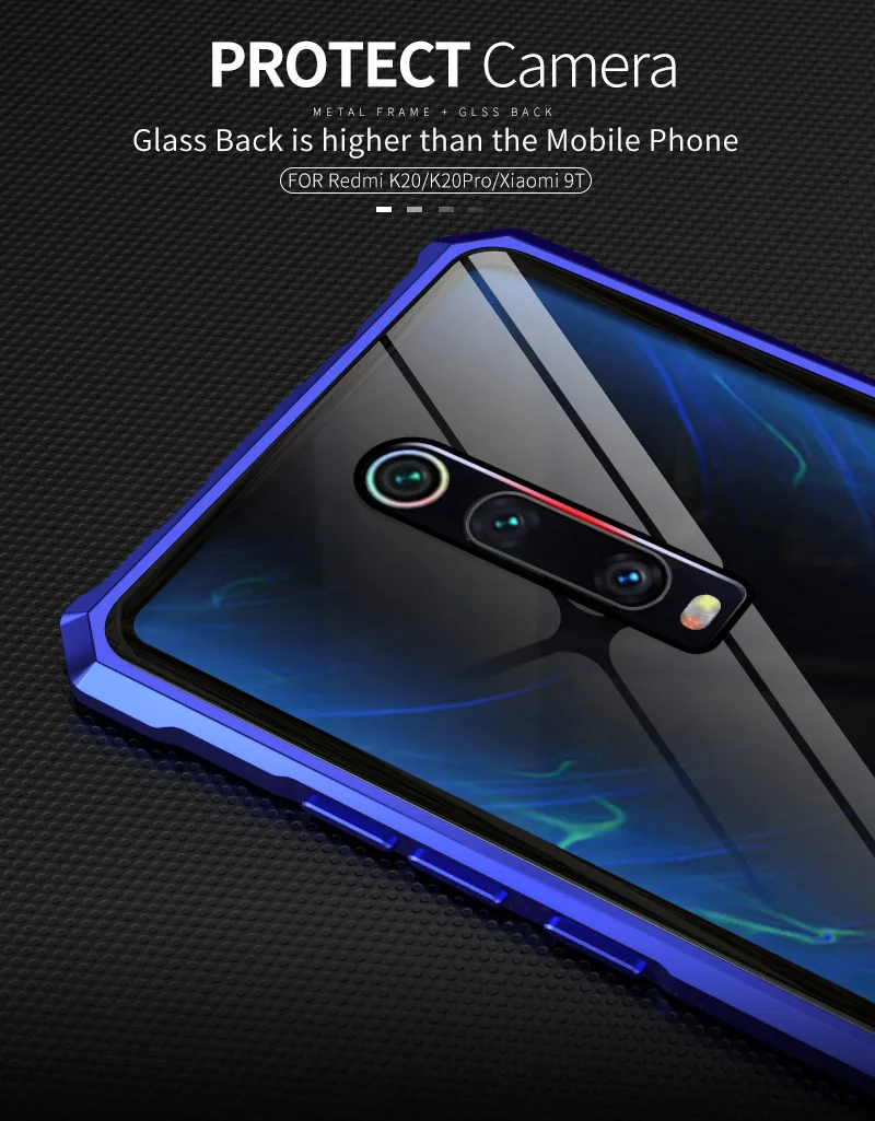 Для Xiao mi Red mi K20 Pro Case mi 9T металлический бампер алюминиевая рамка со стеклянной задней крышкой чехол для Xiaomi mi 9T Red mi K20 Pro