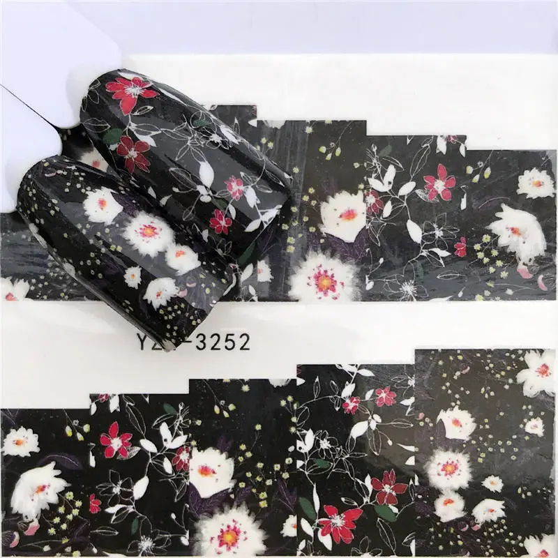 YZWLE 1 шт. черный цветок/цветок феи дизайн переводные наклейки для ногтей наклейки DIY модные обертывания Советы маникюрные инструменты