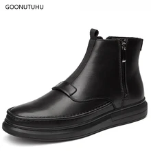 2019 Fashion men's boots casual shoes genuine leather work boot zipper classic black shoe man youth ankle military boots for men цена 2019 Fashion men's boots casual shoes genuine leather work boot zipper classic black shoe man youth ankle military boots for men цены онлайн