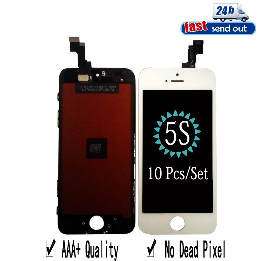 10 шт./компл. ЖК-дисплей для Iphone 5S ЖК-дисплей с сенсорным экраном дигитайзер сборка без битых пикселей AAA+ проверка качества
