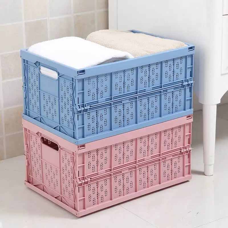 

Foldable Plastic Car Storage Basket Large Capacity Clothes Toys Organization Multifunction Portable Fruit Food Storage Box